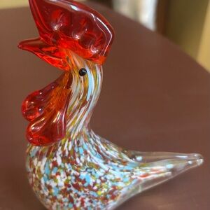 Colorful Glass Rooster Figurine